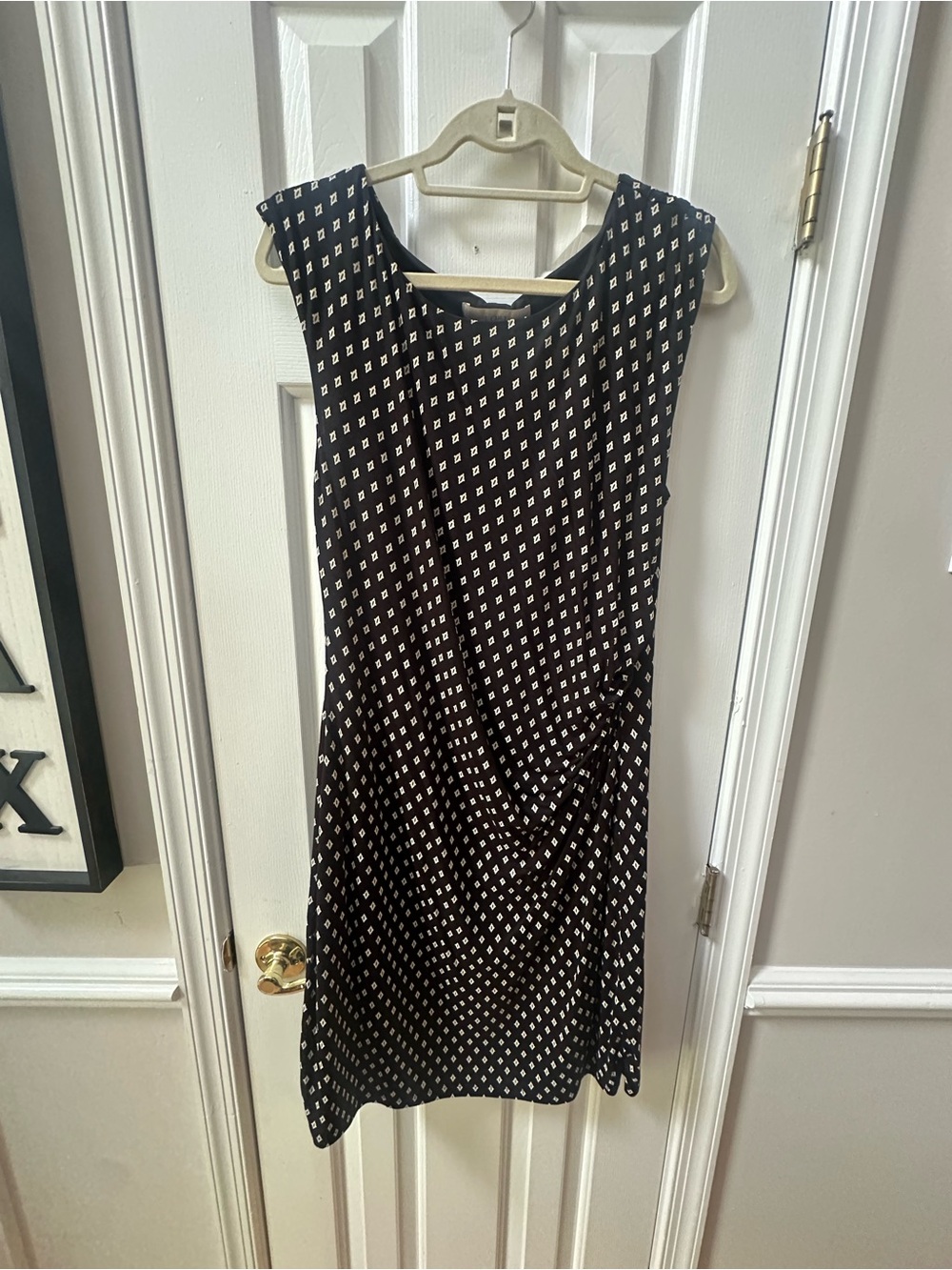LOFT Black Dress with White Diamond Print